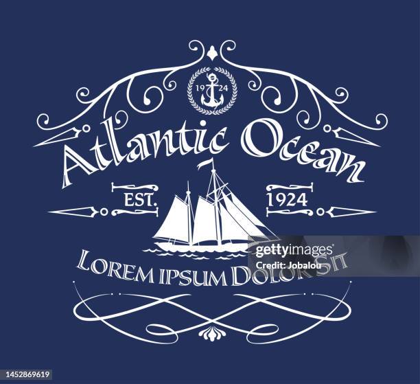 ancient sailing ship atlantic ocean design element - t shirt template vector stock illustrations