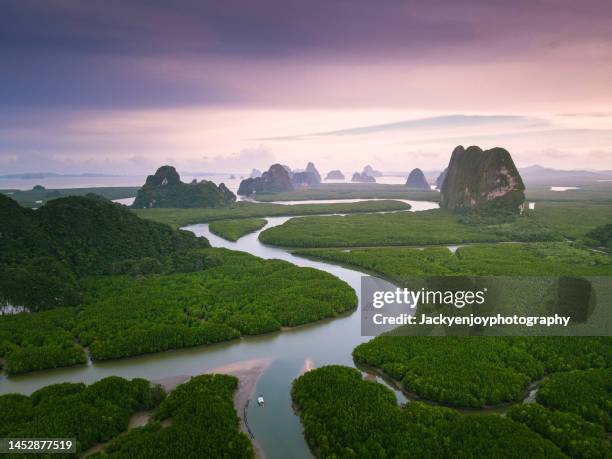 top view phang nga bay from drone look like heaven, beautiful amazing shot - phuket thailand stock pictures, royalty-free photos & images