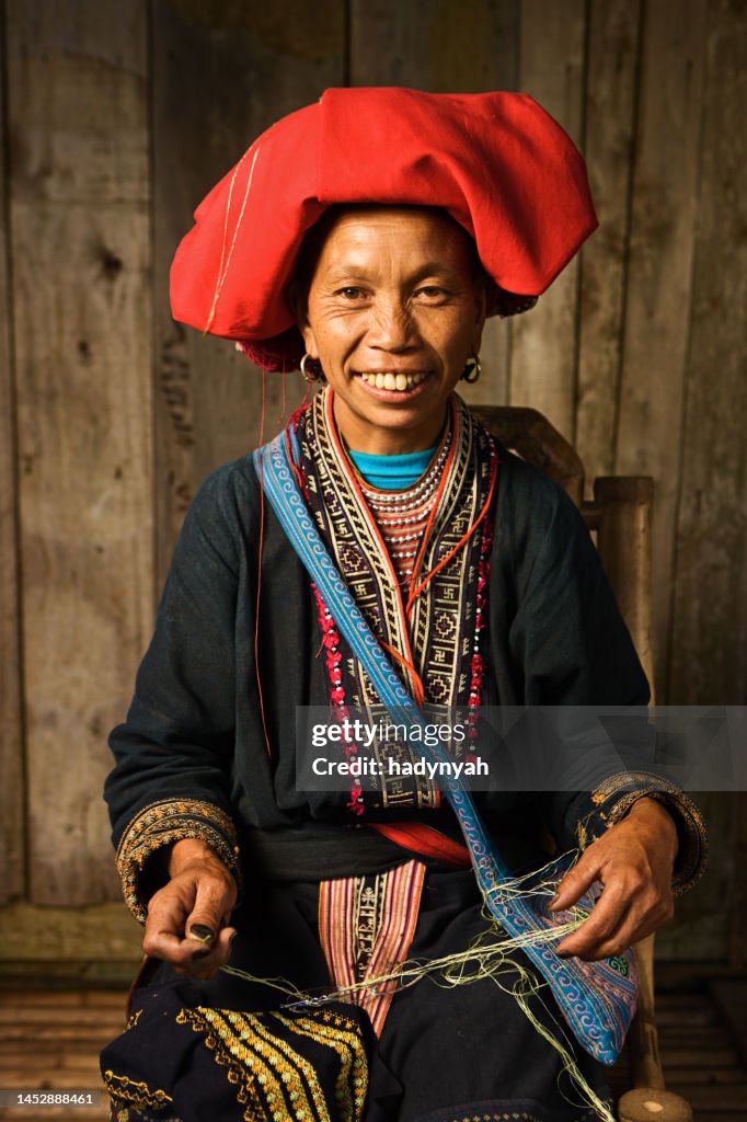 Vietnamese minority people - woman from Red Dao hill tribe