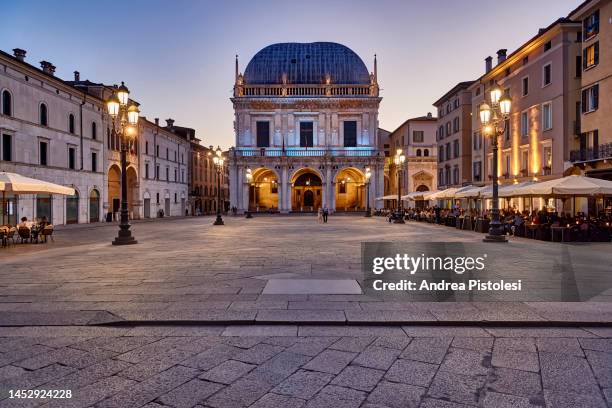 palazzo della loggia in piazza della loggia, brescia, italy - brescia stock pictures, royalty-free photos & images