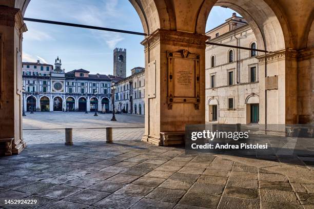 palazzo della loggia in piazza della loggia, brescia, italy - brescia stock pictures, royalty-free photos & images