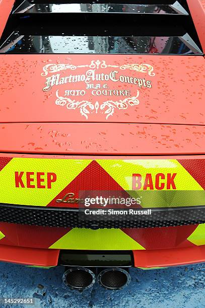 Car detail at The 14th Annual Gumball 3000 Rally Kick Off at Times Square on May 25, 2012 in New York City.