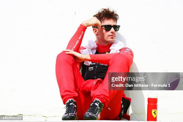 Charles Leclerc of Monaco and Ferrari prepares to drive on the grid before the F1 Grand Prix of Brazil at Autodromo Jose Carlos Pace on November 13,...