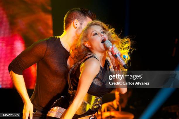 Singer Paulina Rubio performs on stage during "Primavera Pop 2012" Festival at Palacio de Vistalegre Stadium on May 25, 2012 in Madrid, Spain.