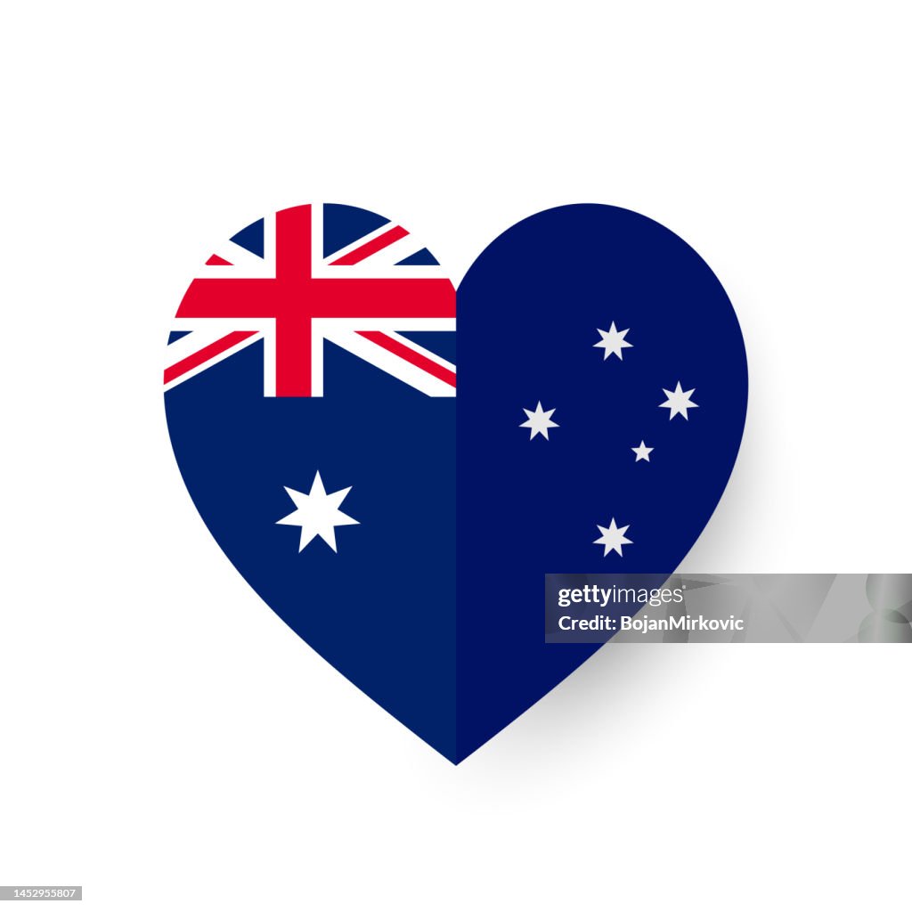 Australia paper heart flag. Vector