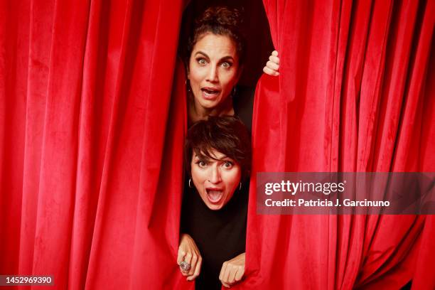 Toni Acosta and Silvia Abril pose during a portrait session during "El Gran Sarao" presented by TNT at Club Malasaña on December 01, 2022 in Madrid,...