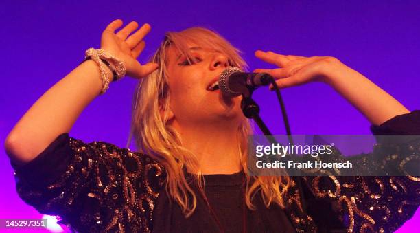 Singer Katie Stelmanis of Austra performs live during the Melt Weekender Festival at the Astra on May 25, 2012 in Berlin, Germany.