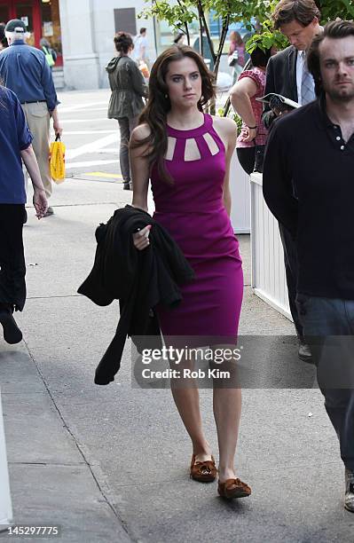 Cast member Allison Williams on location For HBO's "Girls" on May 25, 2012 in New York City.