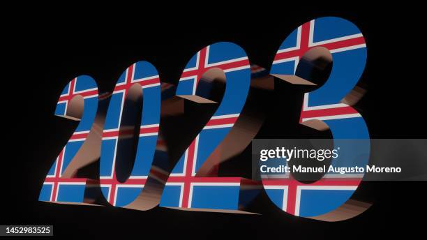 year 2023 with the flag of iceland - argentina v iceland stock pictures, royalty-free photos & images