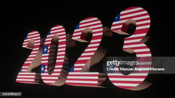 year 2023 with the flag of liberia - liberian culture stock pictures, royalty-free photos & images