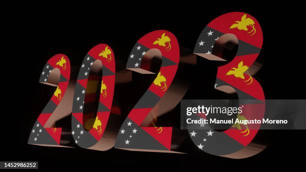 year 2023 with the flag of papua new guinea - port moresby stock pictures, royalty-free photos & images