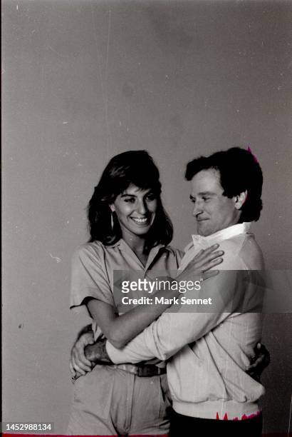 Actor and comedian Robin Williams poses with his ex-wife, actress Valerie Velardi in 1978 in Los Angeles, California.