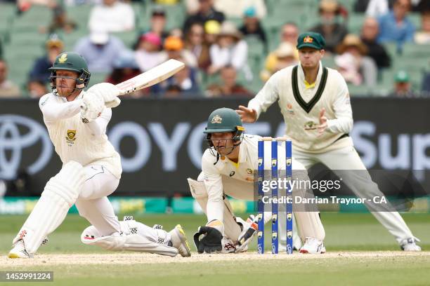 Kyle Verreynne of South Africa batsduring day four of the Second Test match in the series between Australia and South Africa at Melbourne Cricket...