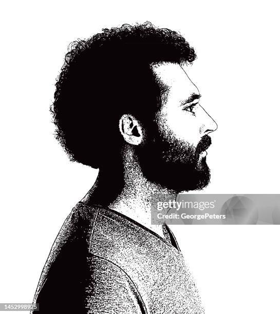 ernsthafter hipster-mann - portrait stock-grafiken, -clipart, -cartoons und -symbole