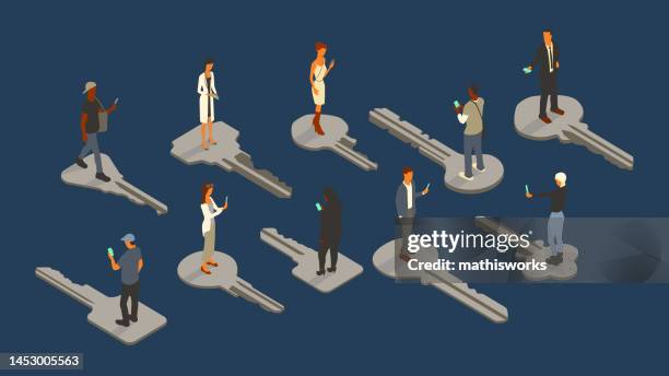 passkey-illustration - digitale authentifizierung stock-grafiken, -clipart, -cartoons und -symbole