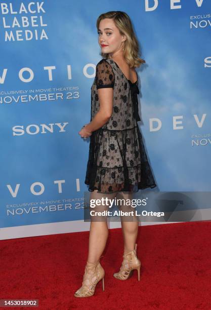 Lexi Simonsen attends the Los Angeles Premiere Of Sony Pictures' "Devotion" held at Regency Village Theatre on November 15, 2022 in Los Angeles,...