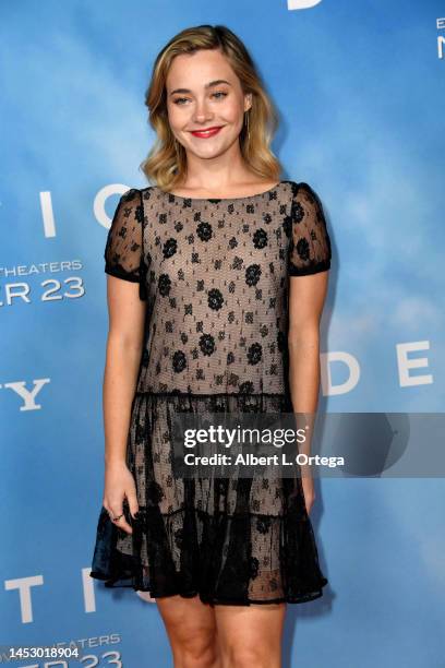 Lexi Simonsen attends the Los Angeles Premiere Of Sony Pictures' "Devotion" held at Regency Village Theatre on November 15, 2022 in Los Angeles,...