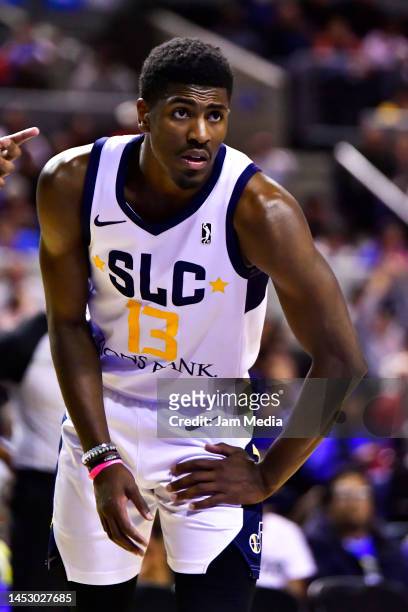 Jeenathan Williams of the Salt Lake City Stars looks on during the first half against the Mexico City Captains of the NBA G-League 2022-2023 at...