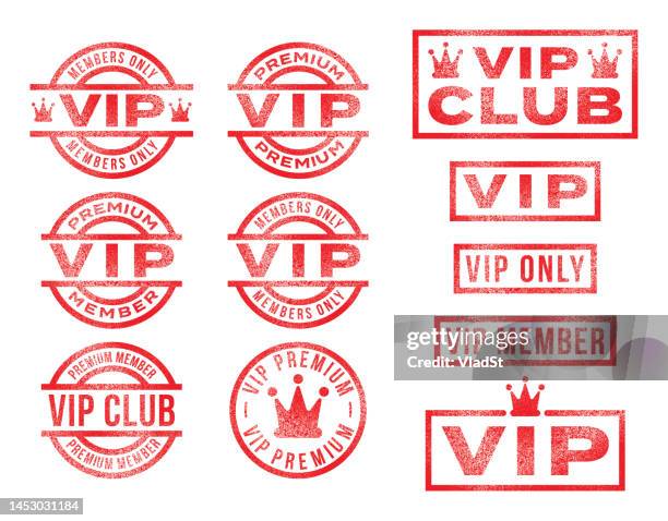 vip member rubber stamps - vip stock illustrations