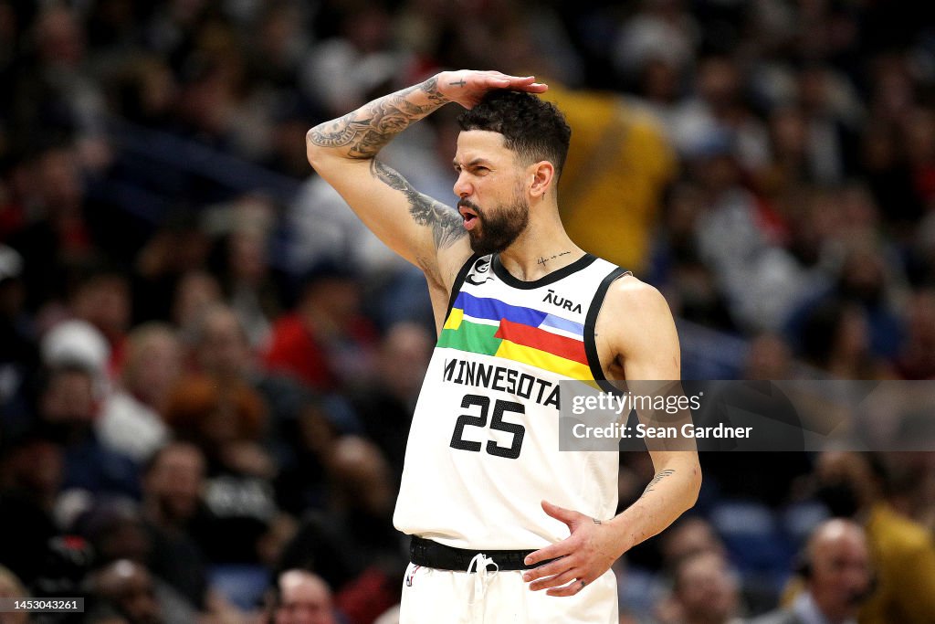 Austin Rivers Wolves Austin Rivers of the Minnesota Timberwolves reacts to a call during ...