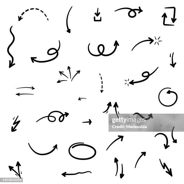 stockillustraties, clipart, cartoons en iconen met arrows set - drawing activity