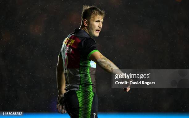 Andre Esterhuizen of Harlequins looks on during the Gallagher Premiership Rugby match between Harlequins and Bristol Bears at Twickenham Stoop...