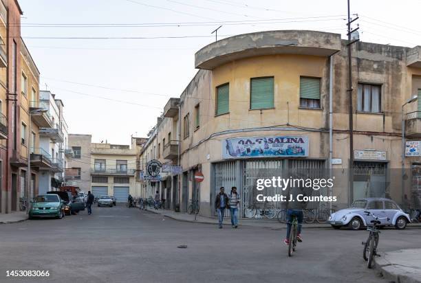 An example of the Italian architecture that is found in the city of Asmara as seen on December 28, 2022 in Asmara, Eritrea. Asmara was originally...