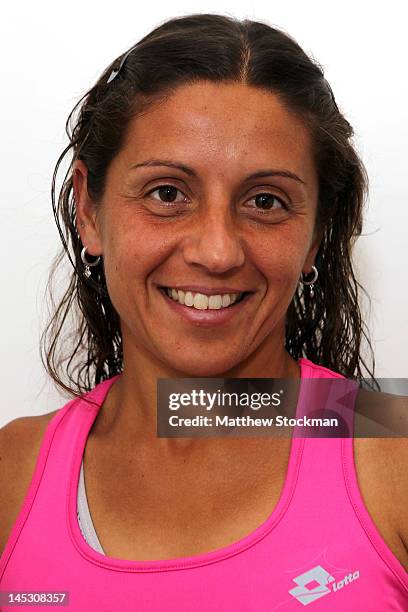 Anna Flroes poses for a head shot at Roland Garros on May 24, 2012 in Paris, France.