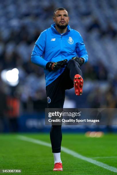 Samuel Portugal of FC Porto warms up prior to the Liga Portugal Bwin match between FC Porto and FC Arouca at Estadio do Dragao on December 28, 2022...