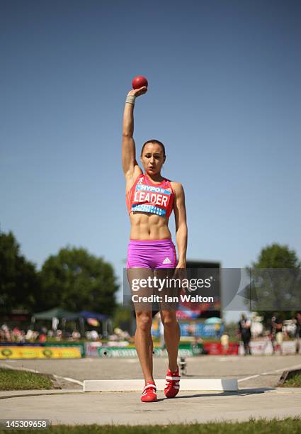 Jessica Ennis of Great Britain competes in the Women's shot put in the women's heptathlon during the Hypomeeting Gotzis 2012 at the Mosle Stadiom on...