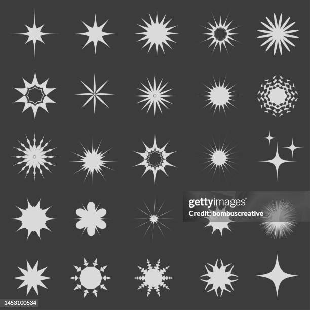 star & sun silver set - spark logo stock illustrations