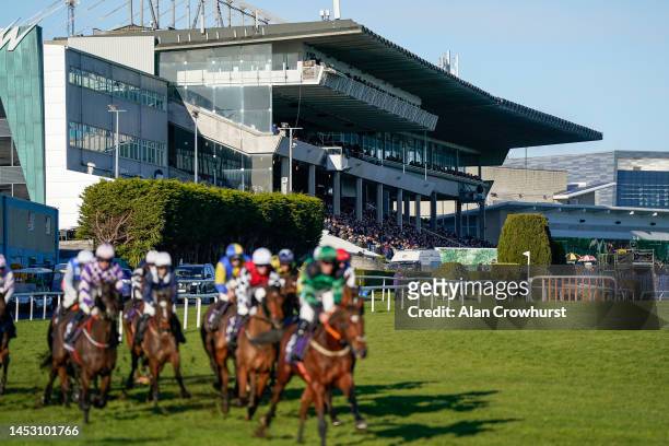 The grandstand at Leopardstown Racecourse on December 29, 2022 in Dublin, Ireland