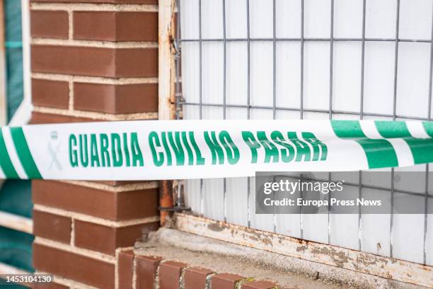 Sealed house where a pregnant woman was found stabbed to death, on 29 December, 2022 in Escalona, Toledo, Castilla-La Mancha, Spain. The events...