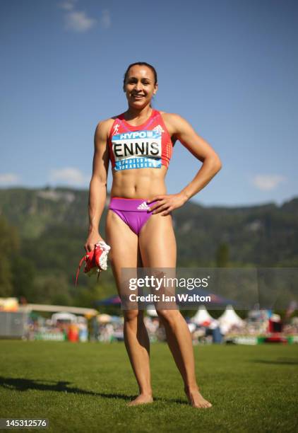Jessica Ennis of Great Britain after competing in the Women's 200m in the women's heptathlon during the Hypomeeting Gotzis 2012 at the Mosle Stadiom...