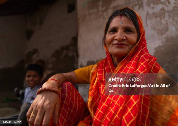Indian woman in traditional clothing, Rajasthan, Bissau, India on November 8, 2022 in Bissau, India.