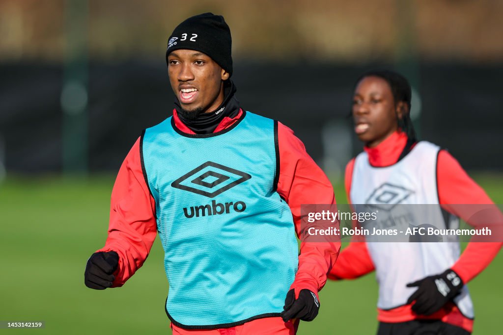 Jaidon Reddy Jaidon Anthony of Bournemouth during a training session at Vitality ...