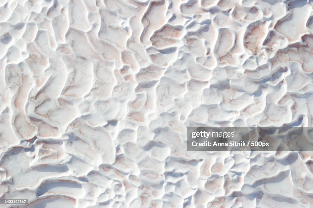 Background white texture of Pamukkale calcium travertine in Turkey,Abstract pattern,Turkey