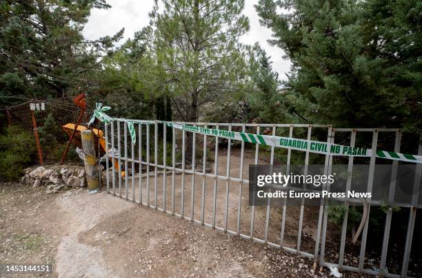 Entrance gate sealed by the Guardia Civil in the farm where they have found the bodies of a couple allegedly murdered, on 29 December, 2022 in Brea...