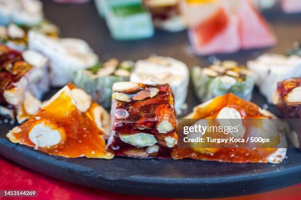 traditional turkish delight sweets as lokum candy,turkey - turkish delight stock pictures, royalty-free photos & images