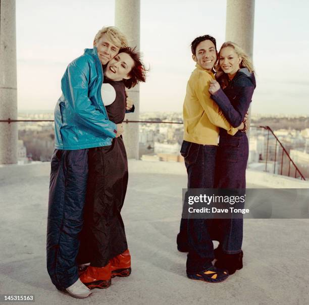 British pop group Scooch, Barcelona, Spain, February 1999. Left to right: Russ Spencer, Natalie Powers, David Ducasse and Caroline Barnes. The group...
