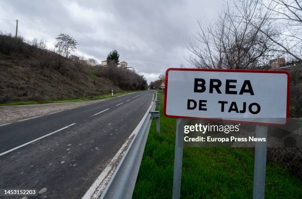 Poster of the village where they have found the bodies of a couple allegedly murdered, on 29 December, 2022 in Brea de Tajo, Madrid, Spain. The Civil...