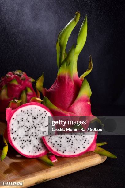 close-up of pitaya on table,pune,maharashtra,india - pitaya stock-fotos und bilder