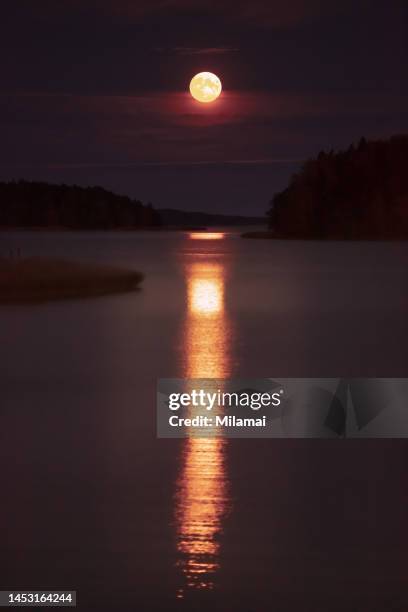 full hunter’s moon 2022.  western finland, europe - october landscape stock pictures, royalty-free photos & images