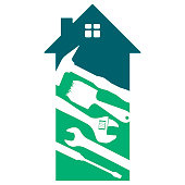 House symbol and construction and repair tool