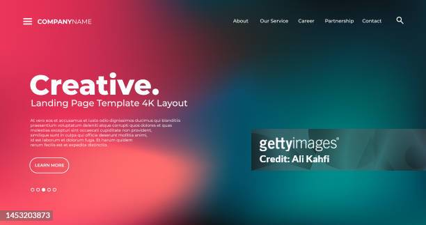 4k landing page template - abstract dynamic, modern, futuristic, multi colored, simple for website template background - 4k resolution stock illustrations