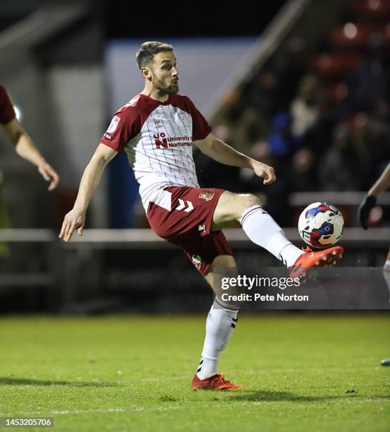 Danny Hylton of Northampton Town in action during the Sky Bet League Two between Northampton Town and Swindon Town at Sixfields on December 29, 2022...