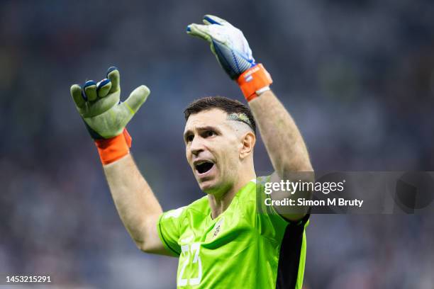 Emiliano Martinez goalie of Argentina during the FIFA World Cup Qatar 2022 Final match between Argentina and France at Lusail Stadium on December 18,...
