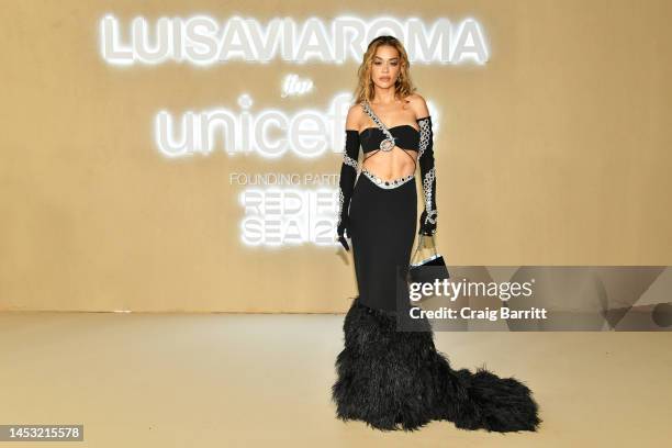 Rita Ora attends the LuisaViaRoma for UNICEF Winter Gala at Emeraude on December 29, 2022 in St Barths.