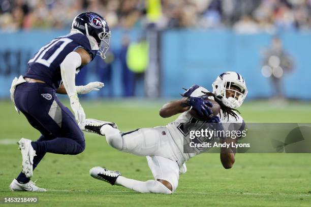 Hilton of the Dallas Cowboys makes a catch against the Tennessee Titans during the first quarter of the game at Nissan Stadium on December 29, 2022...