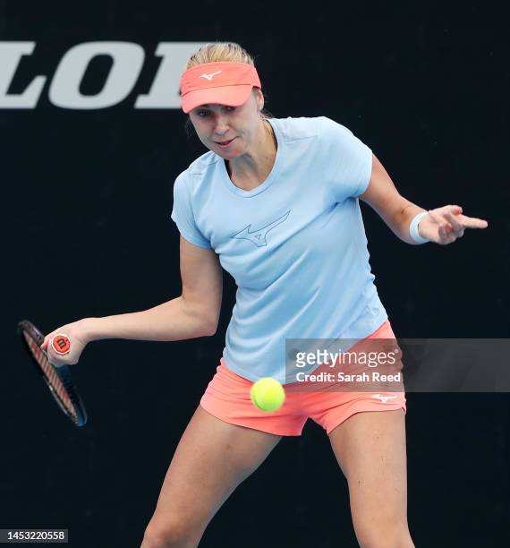 Nadiia Kichenok during a practice session ahead of the 2023 Adelaide International at Memorial Drive on December 30, 2022 in Adelaide, Australia.